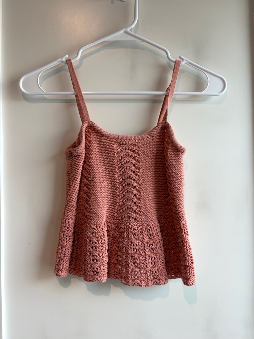 Women’s Crochet Knit Spaghetti Strap Tank Top - Dusty Rose